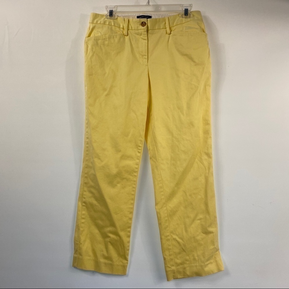 𝅺LANDS End Womens Yellow Straight Leg Chino Pants 6